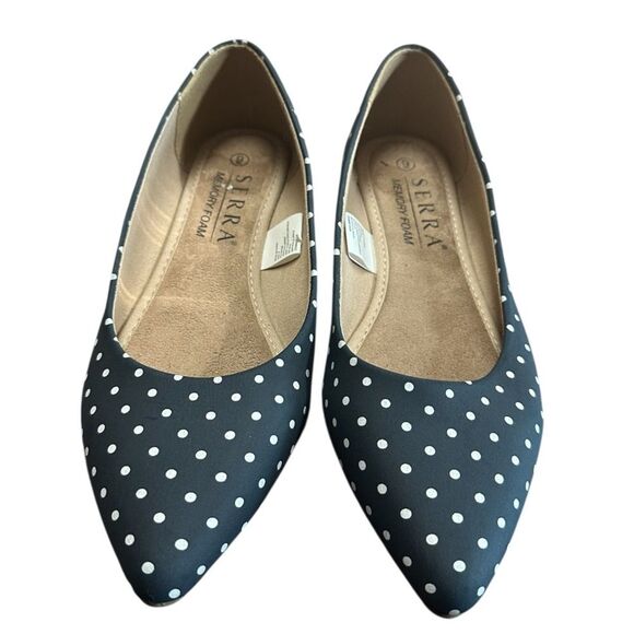 Serra Memory Foam Women's Slip On Flat Shoes Navy & White Polka Dots Size 9 - Picture 4 of 8